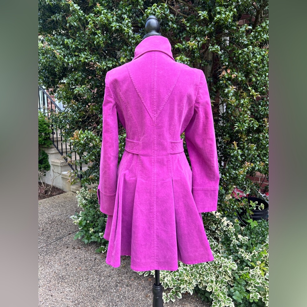 Karen Millen Purple Fit &Flare Trench Coat UK12 US8 fits US 4-6 - Picture 7 of 16